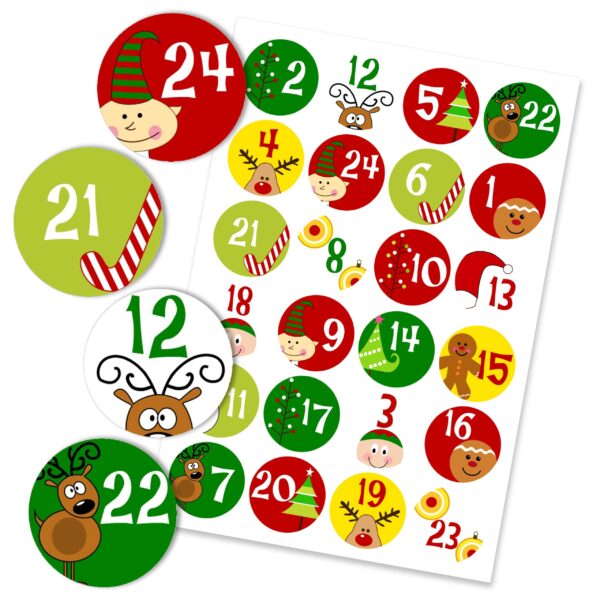 Adventskalender Zahlenaufkleber 01