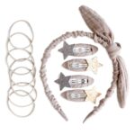 Musselin Haar-Accessoires Set – Taupe
