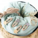 Musselin Haar-Accessoires Set – Taupe – Bild 4