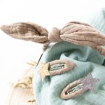 Musselin Haar-Accessoires Set – Taupe – Bild 5