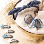 Musselin Haar-Accessoires Set – Dunkelblau – Bild 4