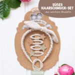 Musselin Haar-Accessoires Set – Beige – Bild 2