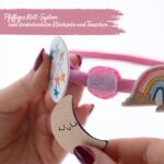 Haarschmuck Set – Haarreif mit Patches – Regenbogen – Bild 6