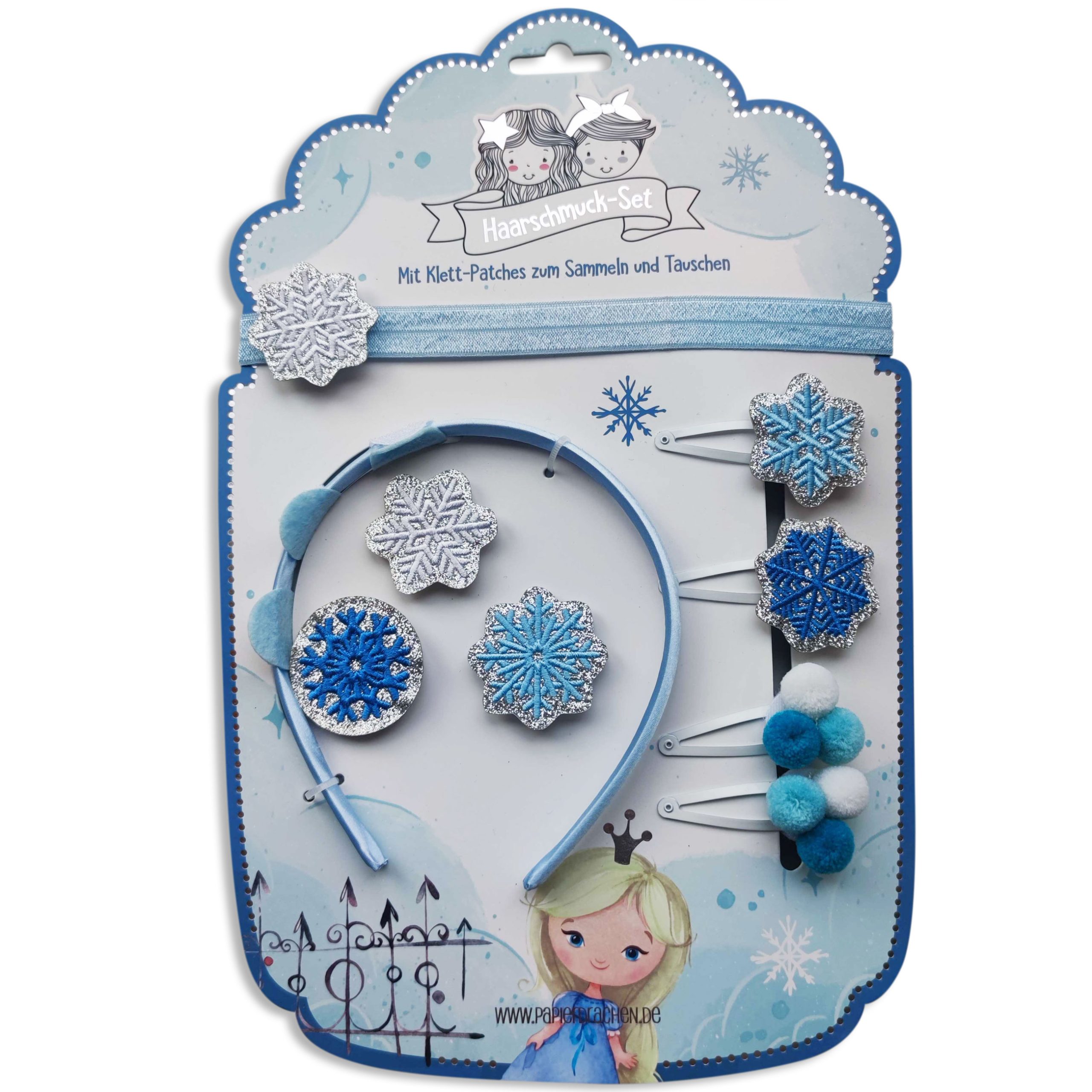 Haarschmuck Set – Haarreif mit Patches – Eisprinzessin