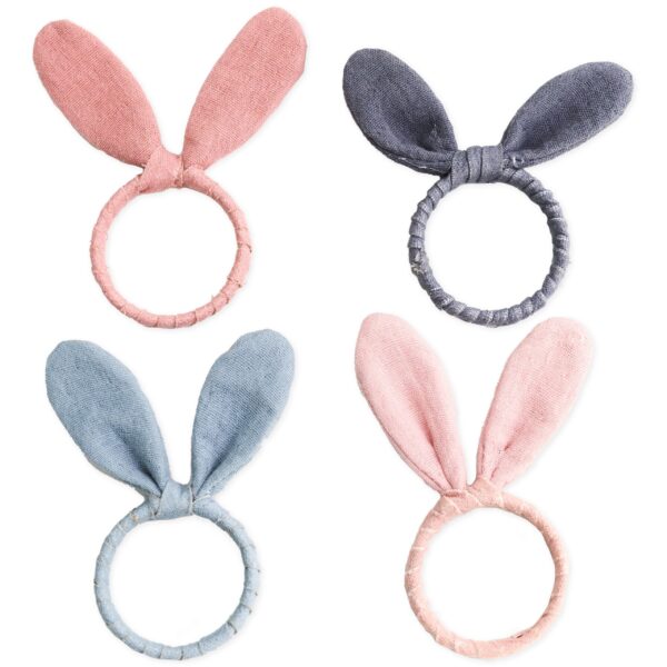4 Serviettenringe Musselin Pastell Hasenohren Set 01