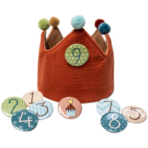 Geburtstagskrone Musselin - Rotbraun