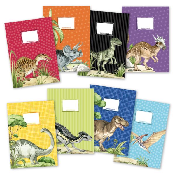 8 Papierheftumschläge A4 Welt der Dino - Set 16