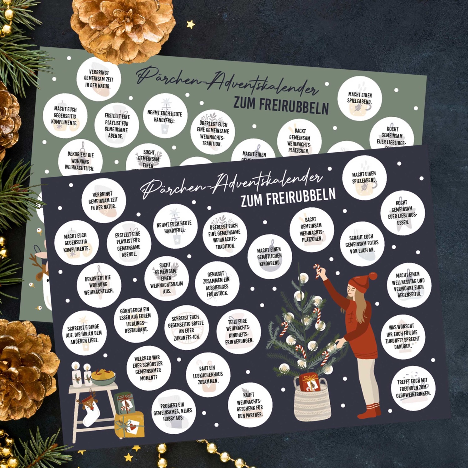 Adventskalender zum Freirubbeln – Aufgaben Paare