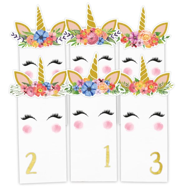 Adventskalender Einhorntüten mit Blumenkranz