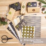 Adventskalender Geschenkpapier – Packpapier sw + Aufkleber – Set 6 – Bild 2