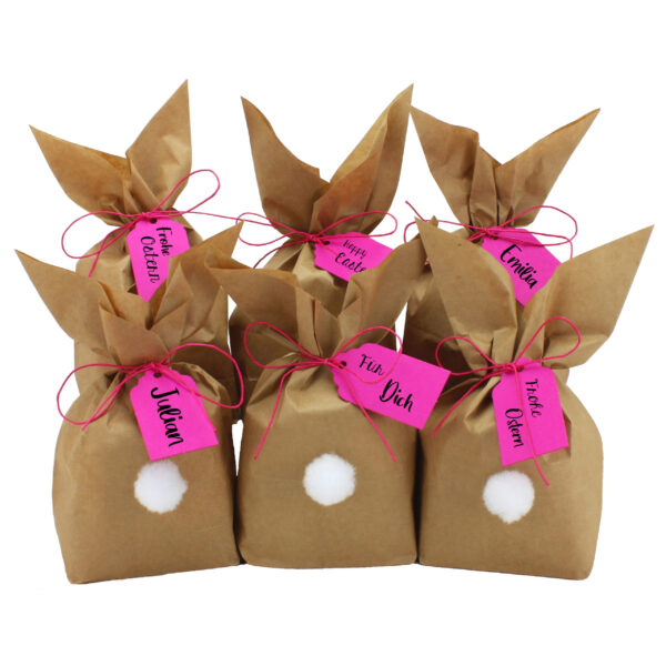 Osterhasen - Tüten mit Pompom - (pink)