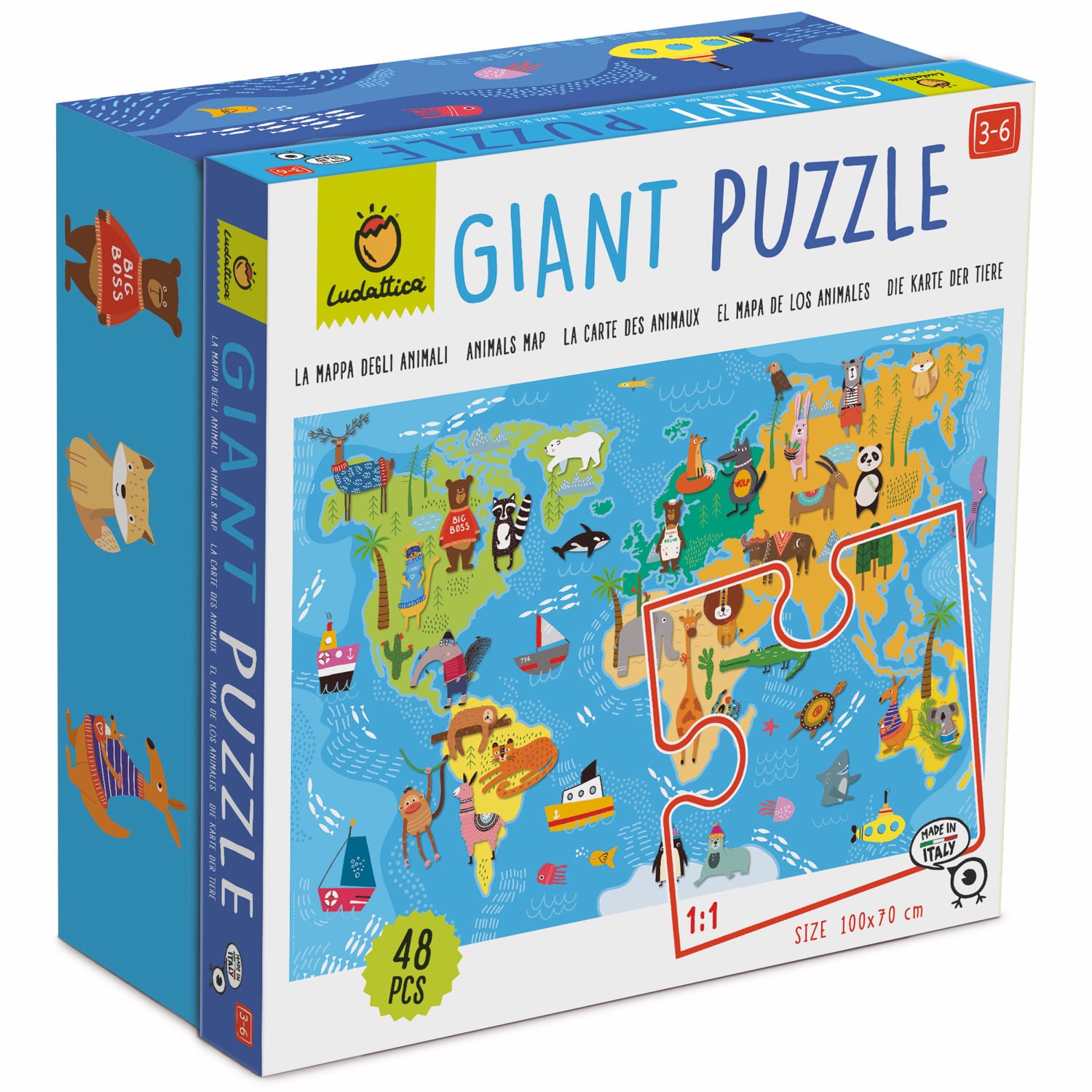 Giant Puzzle - Weltkarte der Tiere (48 Teile)