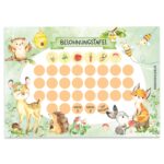 Belohnungstafel für Kinder 10 Blatt – mit tollen Stickern für Jungs und Mädchen – Motiv Waldtiere