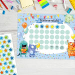Belohnungstafel für Kinder 10 Blatt – mit tollen Stickern für Jungs und Mädchen – Motiv Monster – Bild 2