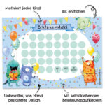 Belohnungstafel für Kinder 10 Blatt – mit tollen Stickern für Jungs und Mädchen – Motiv Monster – Bild 3