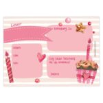 12 Einladungskarten zum Geburtstag – Törtchen rosa – Bild 4