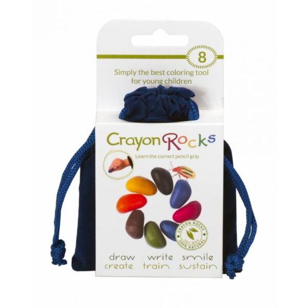 Crayon Rocks in blauem Samtbeutel (8 Farben)