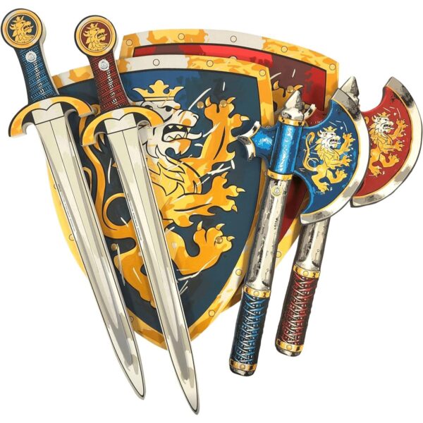Liontouch® Edler Ritter Spielzeugschwerter, Schilde & Äxte, Blau & Rot