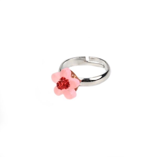 Busy Lizzie - Ring - Pinke Blume mit Glitzer