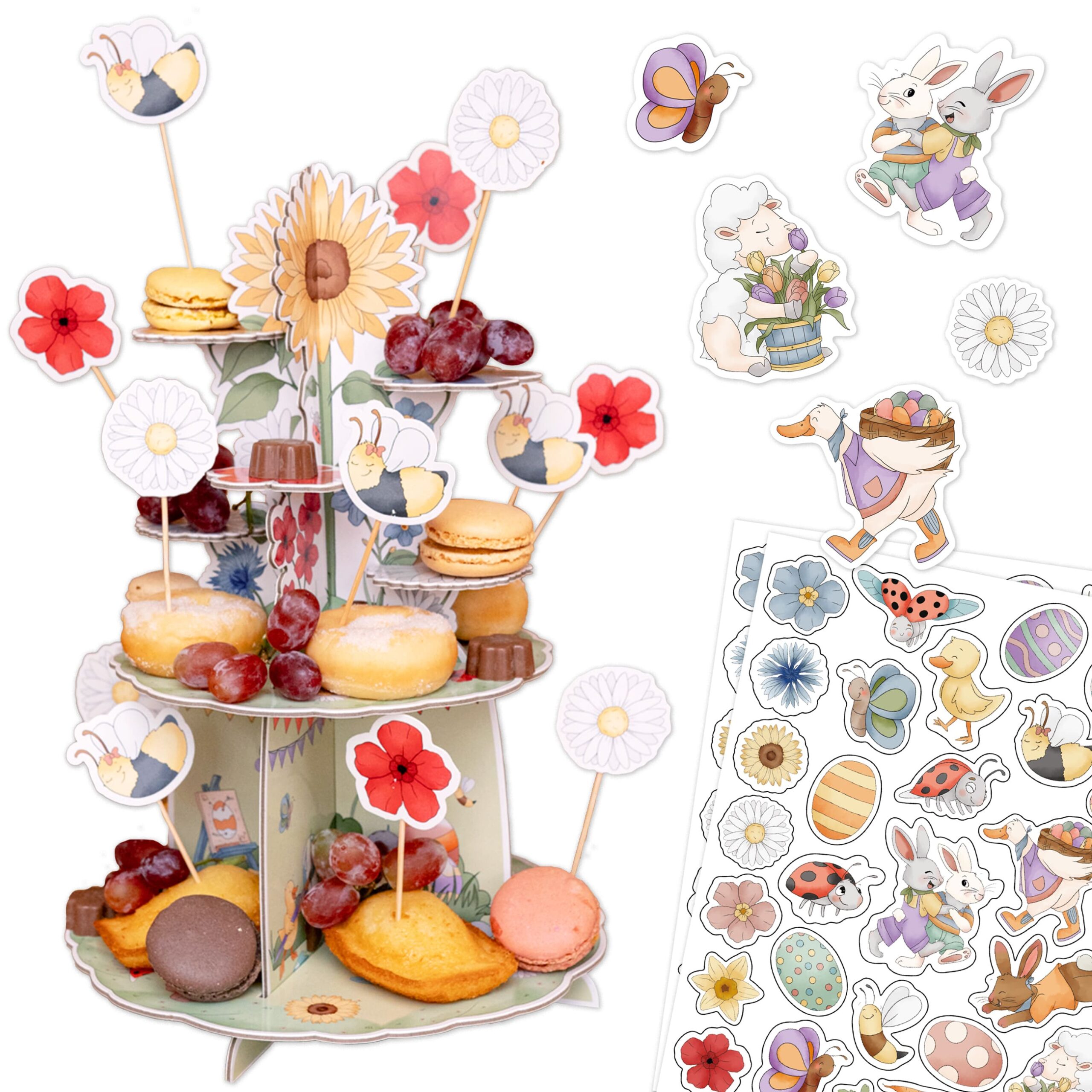 Kuchen Etagere inkl. Tischkonfetti & Muffinstecker - Ostern