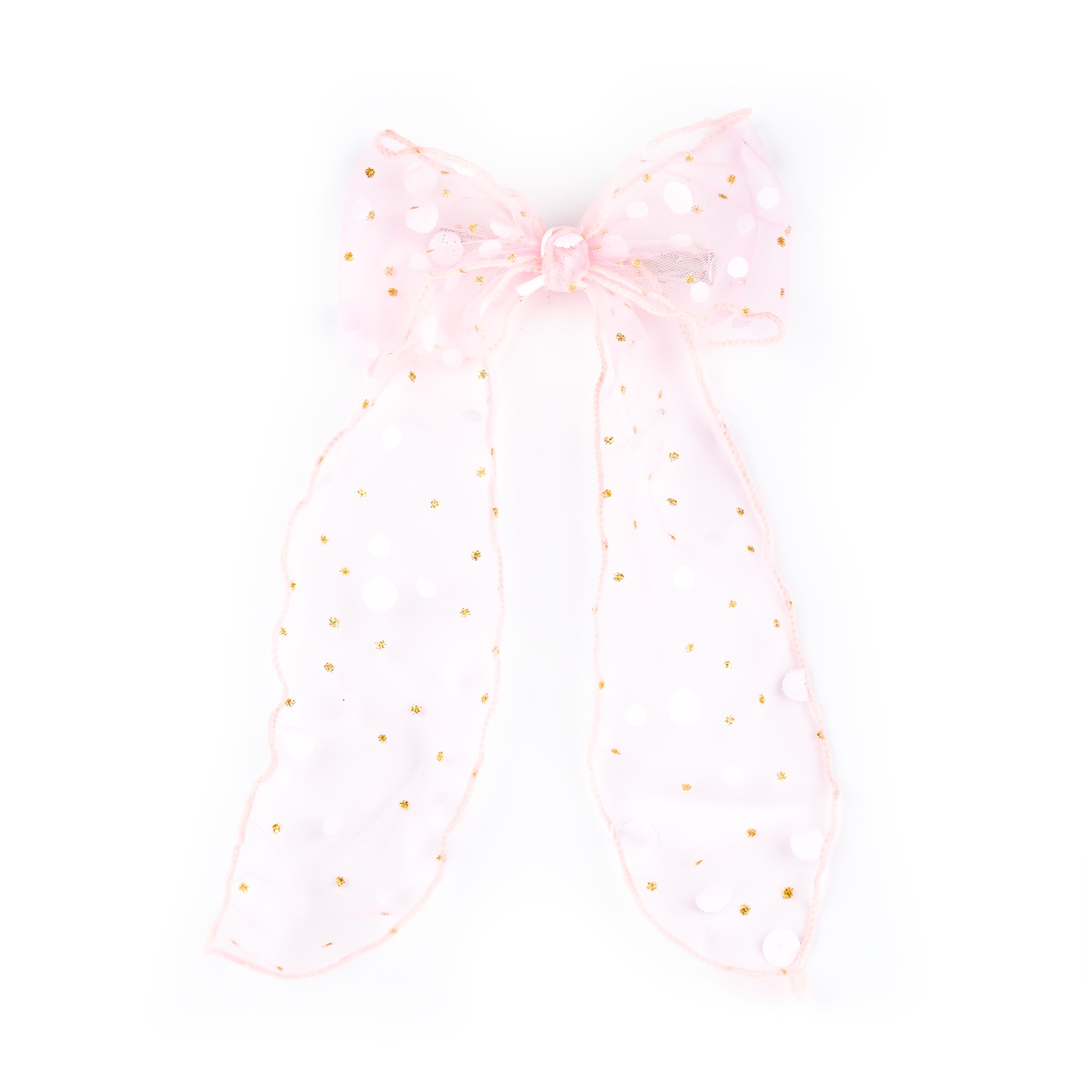 BSL301425 Busy Lizzie - Haarschleife - Organza - Silberpunkte - Pink – Bild 1