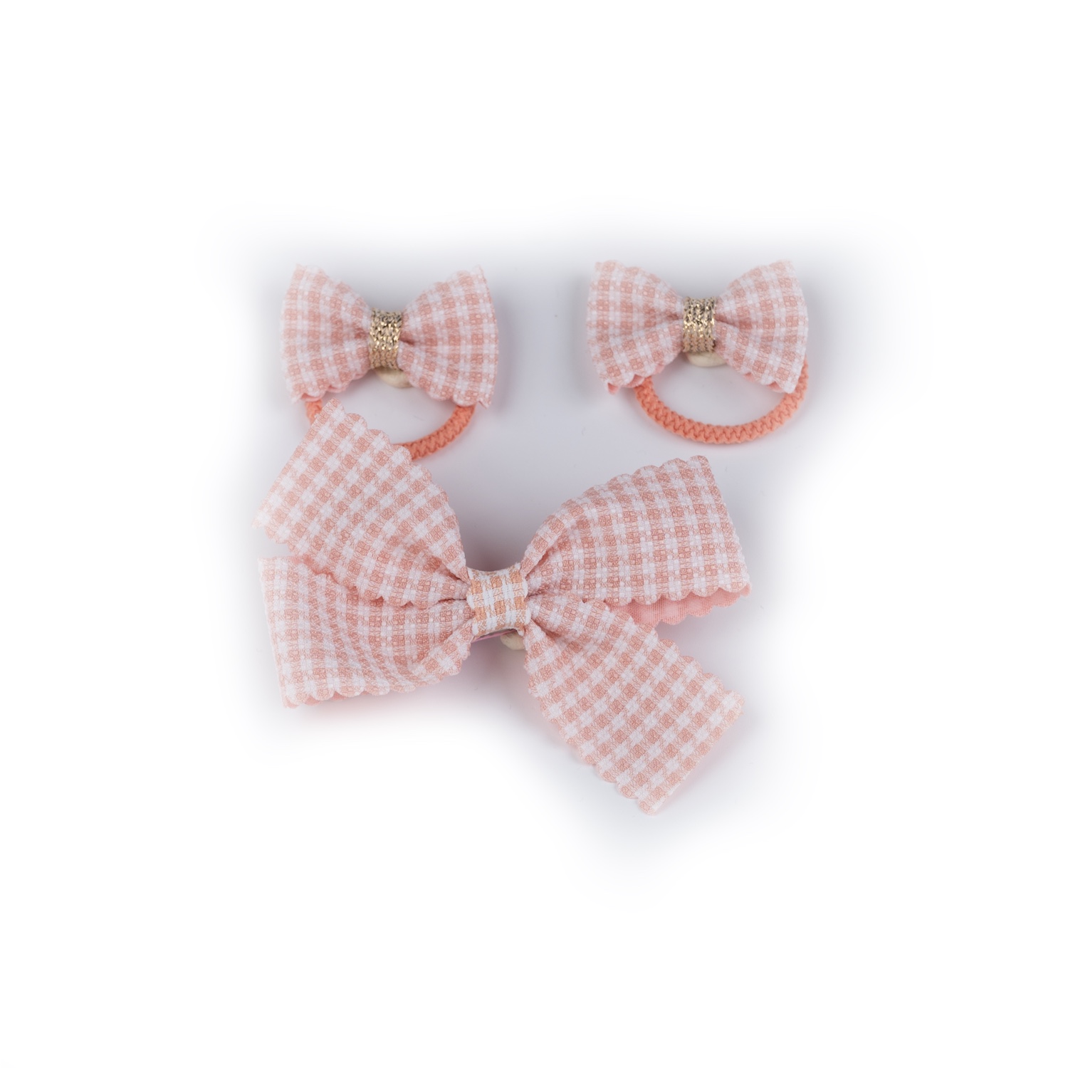 BSL301521 Busy Lizzie - Haarschmuck-Set - Karoschleife - Apricot – Bild 1