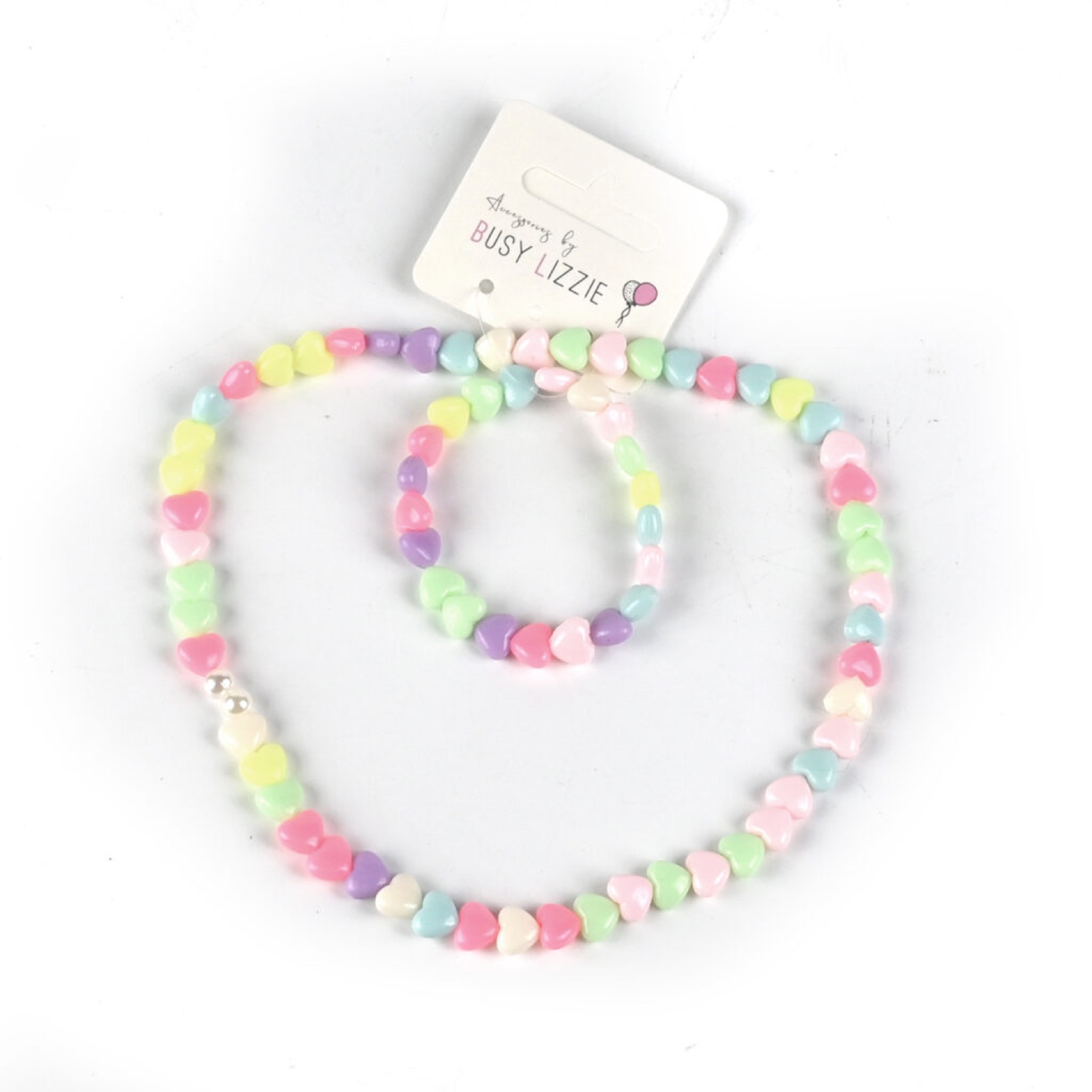 Busy Lizzie - Set Halskette + Armband - Herzen