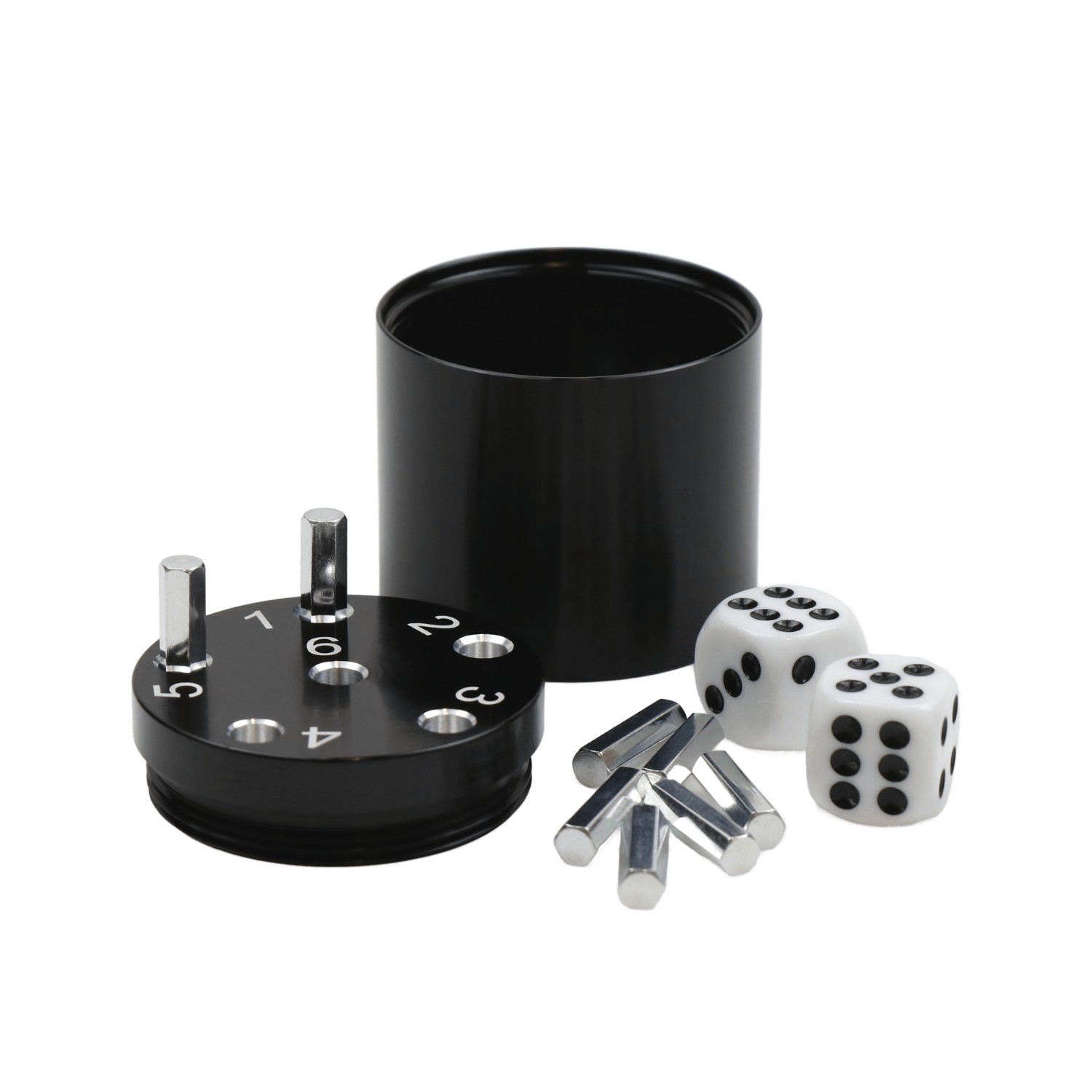 SUPER SIX "Travel" Alu, Schwarz Premium, 5+Ø5cm, Reisespiel