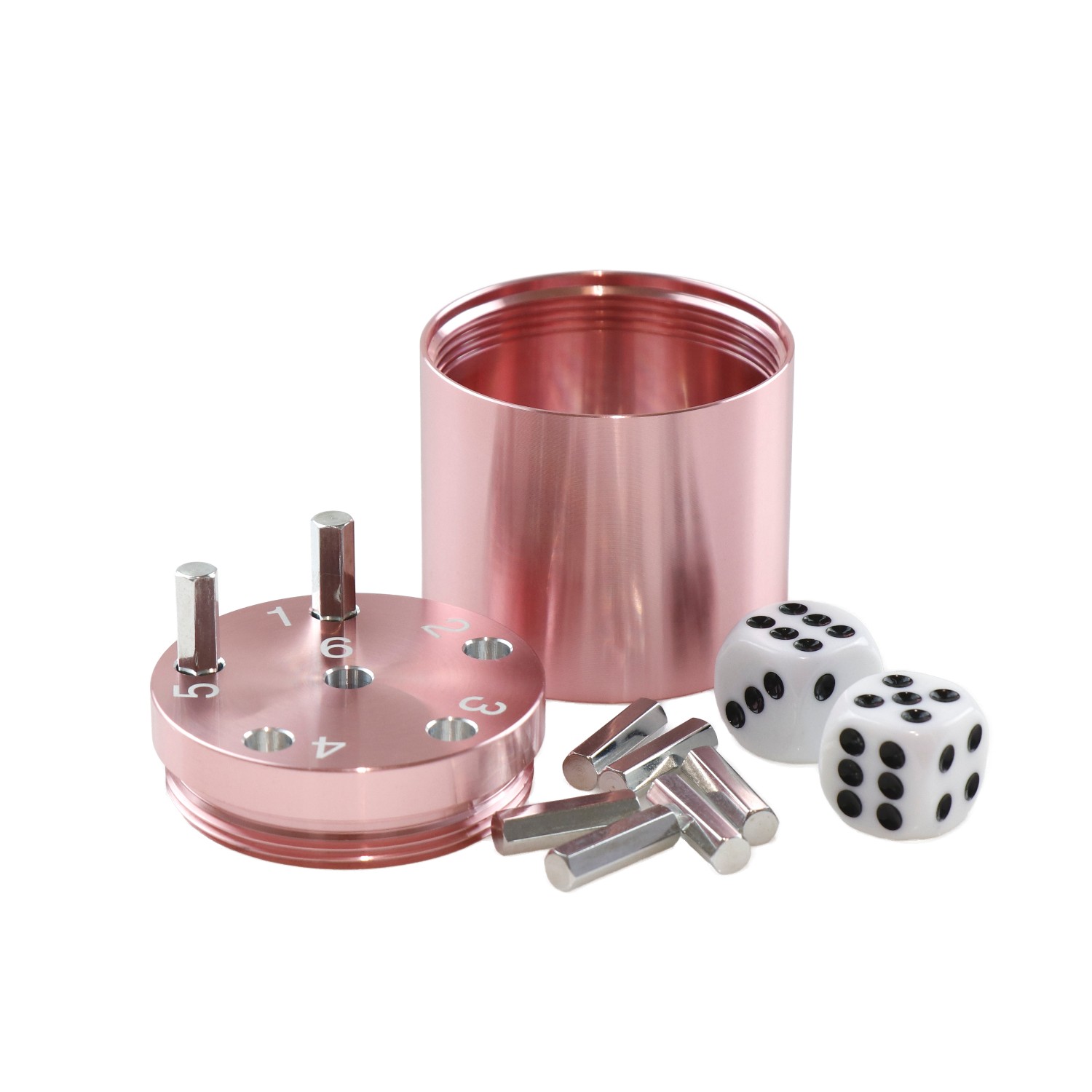 sal3006_1 SUPER SIX "Travel" Alu, Roségold Premium, 5+Ø5cm, Reisespiel – Bild 1